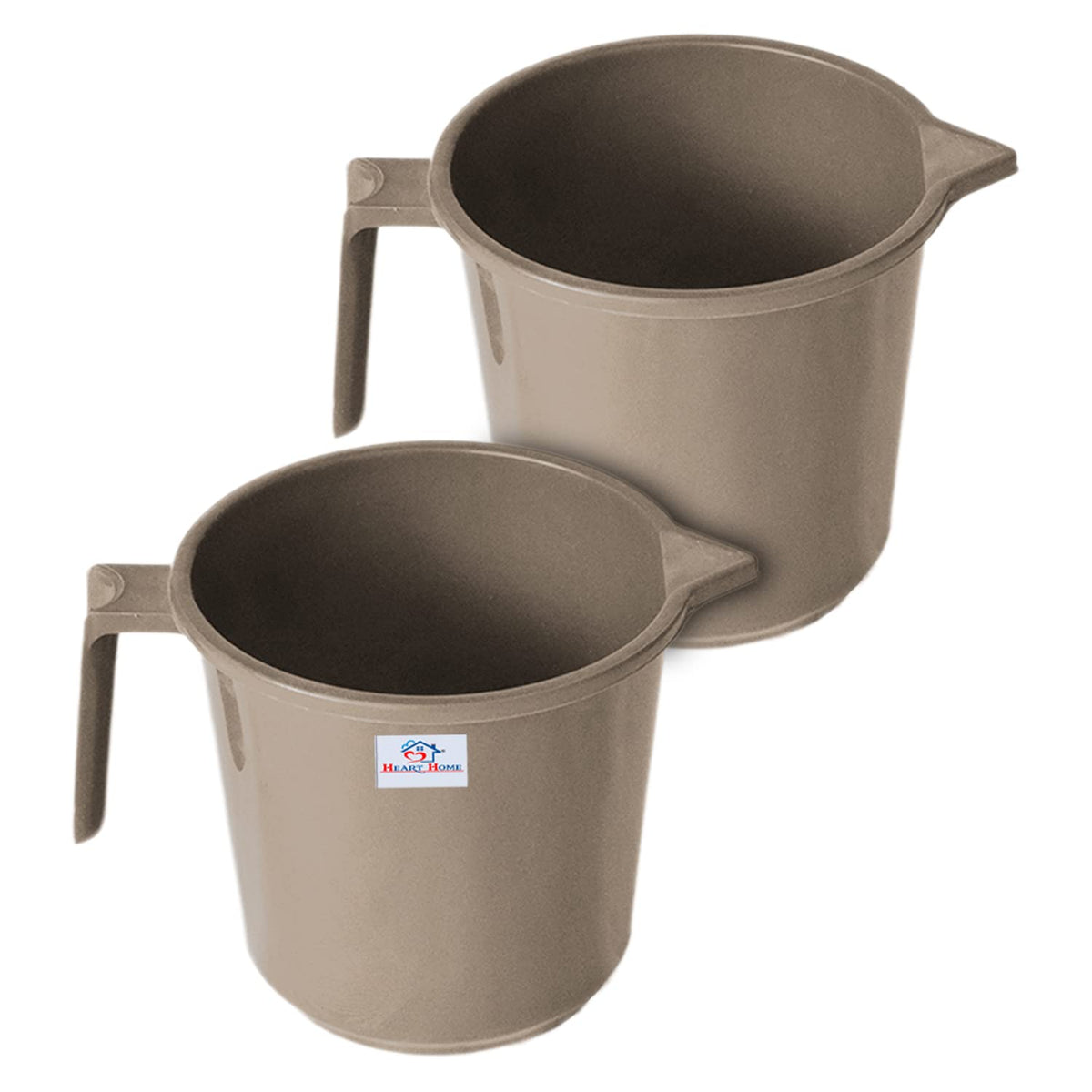 Heart Home Plastic Lightweight, Unbreakable Bathroom Mug 1.5 Litre- Pack of 2 (Light Brown) 54HH3917.