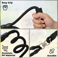 Kuber Industries 2 in 1 double Hook leash and 2 Dog Chest Harness with Nylon Leash I Strong Dog Rope Leash with Comfortable Padded Handle | No Pull, Soft Padded and Breathable Dog Vest I Adjustable, Reflective I Easy Control Dog Chest Belt (Black, XL)