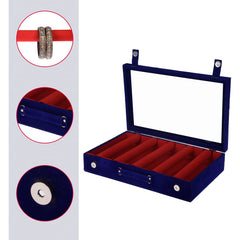 Kuber Industries 5 Rod Bangle Box|Wooden Jewelry Box|Wedding Vanity Box|Velvet Coated Wedding Bracelet Organizer for Women & Girls|Pack of 2 (Blue)