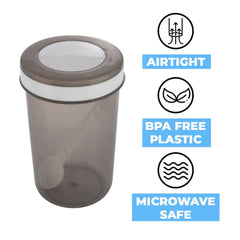 Heart Home Containers Set for Kitchen|BPA-Free Plastic 500 ML Storage Containers Set with Spoon for Kitchen|Pack of 12 (Gray)