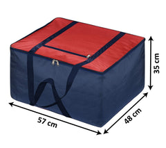 Kuber Industries Large Lightweight Foldable Multipurpose Storage bag, Cloth Organiser, Travel Bag With Zippered Closure And Handle (Red & Blue)-HS43KUBMART26692