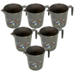 Kuber Industries Disney Team Bathroom Mug | Plastic Bath Mug for Bathroom | Mug for Bathroom | Mug for Toilet | Washroom Jug | 111 Bath Mug | 1 LTR | Pack of 6 | Gray