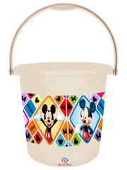 Heart Home Disney Minnie Mickey Print Unbreakable Virgin Plastic Strong Bathroom Bucket,18 LTR-Pack of 2 (Cream)