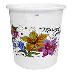 Heart Home Printed 2 Pieces Plastic Bathroom Dustbin & Mug Set (White)