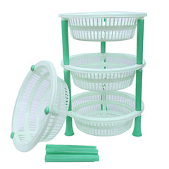 Kuber industries Plastic 4 Layer Multi-Purpose Kitchen Storage Basket Rack (Green)-CTKTC25210