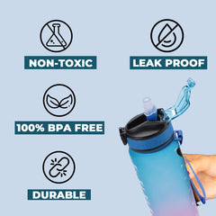 Kuber Industries Sipper Bottle 1 Litre|Water Tracker & Time Marker|Leakproof, BPA Free, Fitness Sports Water Bottle with Measurements(Gradient Blue & Purple, 1 Piece)|For Gym,Home,Travelling &Office