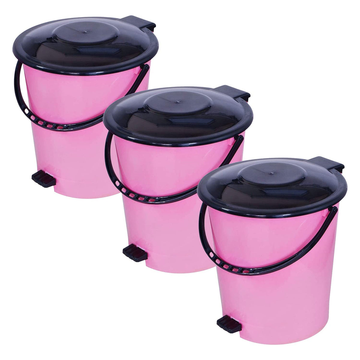 Heart Home Pedal Dustbin|Plastic Pedal Dustbin|Kitchen Waste Paper Bin|Dustbin For Bedroom|5 Liter Dustbin|Pack of 3 (Pink)