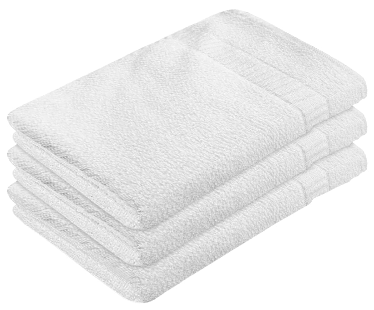 Heart Home Medium Size Cotton Face Towel, 30"x18"- Pack of 3 (White) -HS43HEARTH26623