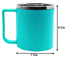 Kuber Industries Plastic Steel Cups for Coffee Tea Cocoa, Camping Mugs with Handle, Portable & Easy Clean, Set of 2 (Green & Red), Standard