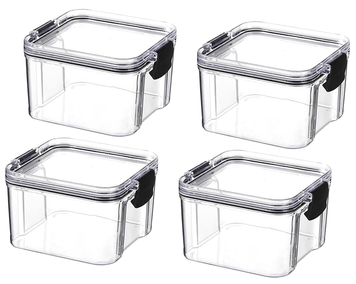Kuber Industries Small Refrigerator Storage Crisper/Fridge Container with Airtight Lid-Pack of 4 (Transparent)