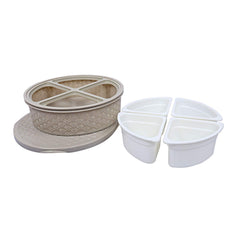 Kuber Industries Lexus Design Plastic Solitaire Multipurpose Dry Fruits/Masala Box with 4 Sections (Cream)-CTKTC14111