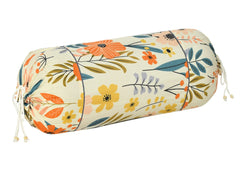 Kuber Industries Floral Print Soft & Luxurious Decorative Cotton Bolster Cover- Set of 2, 16"x32" (Cream)