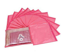Kuber Industries 15 Pieces Non Woven Packing Saree Cover 12 Pcs Set & 3 Pcs Multi Saree Cover (COM856),Standard