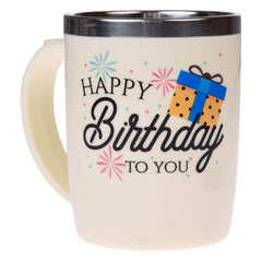 Kuber Industries Insulated Coffee Mug|Stainless Steel Double Wall Tea|Tumbler Cup|Milk Mug with Sliding Lid for Kids & Adults|400 ML|Pack of 2 (Cream & Grey)