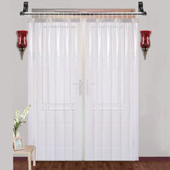 Kuber Industries 0.50mm 6 strips Stain Resistant, Waterproof PVC Shower/AC Curtain, 9 Feet Pack of 2 (Tranasparent)