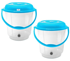Heart Home Multipurposes Plastic Transparent Bucket With Lid & Tap System For Home Cleaning & Save Water, 18Ltr. Pack of 2 (Blue) 52HH3894