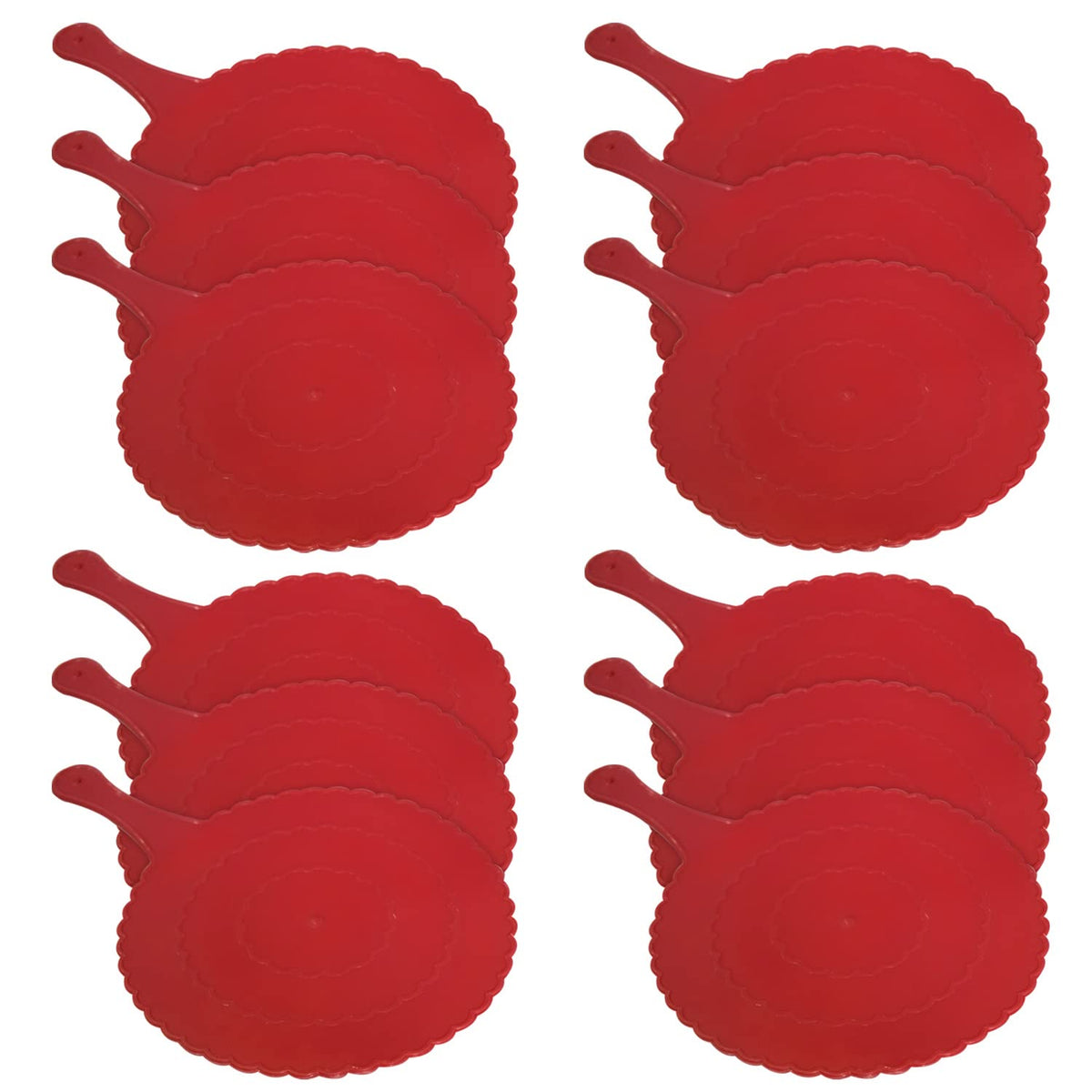 Kuber Industries Plastic Lightweight Handfan|Hath Pankha|Beejna for Natural Cooling Air Home Decor and Travel Useful, Pack of 12 (Red)