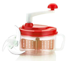 Heart Home Plastic ChopNchurn/ 2 in 1 Vegetable and Fruit Chopper with Beating Blade,Churner,Grater, Slicer /Lassi Maker,Red-HEARTK10205
