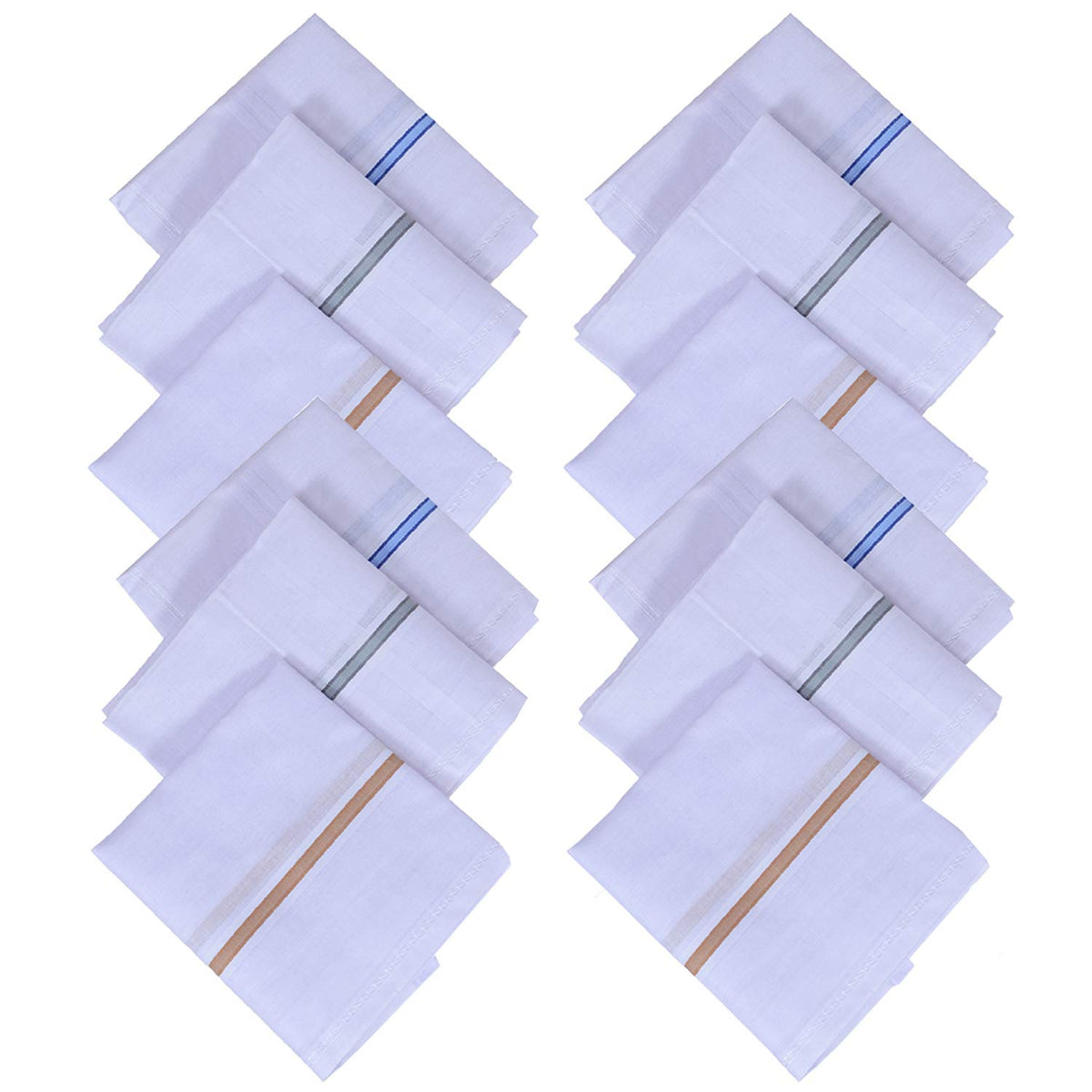 Kuber Industries Cotton 12 Piece Men's Handkerchief Set - White