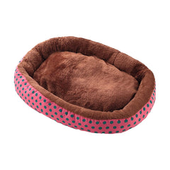 Kuber Industries Dog & Cat Bed|Soft Plush Top Pet Bed|Oxford Cloth Polyester Filling|Medium Washable Dog Bed|Circular Cat Bed with Rise-Edge Pillow|QY039RC-M|Red & Coffee