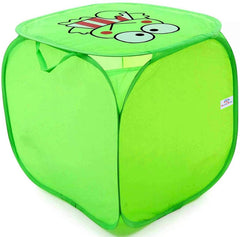 Heart Home Printed Foldable Polyster Laundry Basket, Toy Storage Basket, Cloth Storage Basket With Lid & Handles (Multicolor)-HS43HEARTH25852