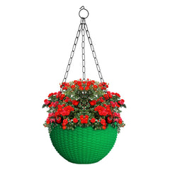 Kuber Industries Plastic Hanging Flower Pot for Balcony & Railing Set of 6 (Green) 53KM3820