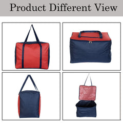 Kuber Industries Large Lightweight Foldable Multipurpose Storage bag, Cloth Organiser, Travel Bag With Zippered Closure And Handle (Red & Blue)-HS43KUBMART26692