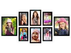 Kuber Industries Collage Photo Frame For Living Room, Wall Set of 8 (Black) Size: 10X8-2 Pc, 7X5-4 Pc, 6x8-2 Pc.