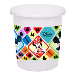 Kuber Industries Disney Mickey Minnie Print Plastic Bathroom Set of 5 Pieces with Bucket, Tub, Stool, Dustbin & Mug (White)-KUBMARTS15273 -HS_35_KUBMARTS17969