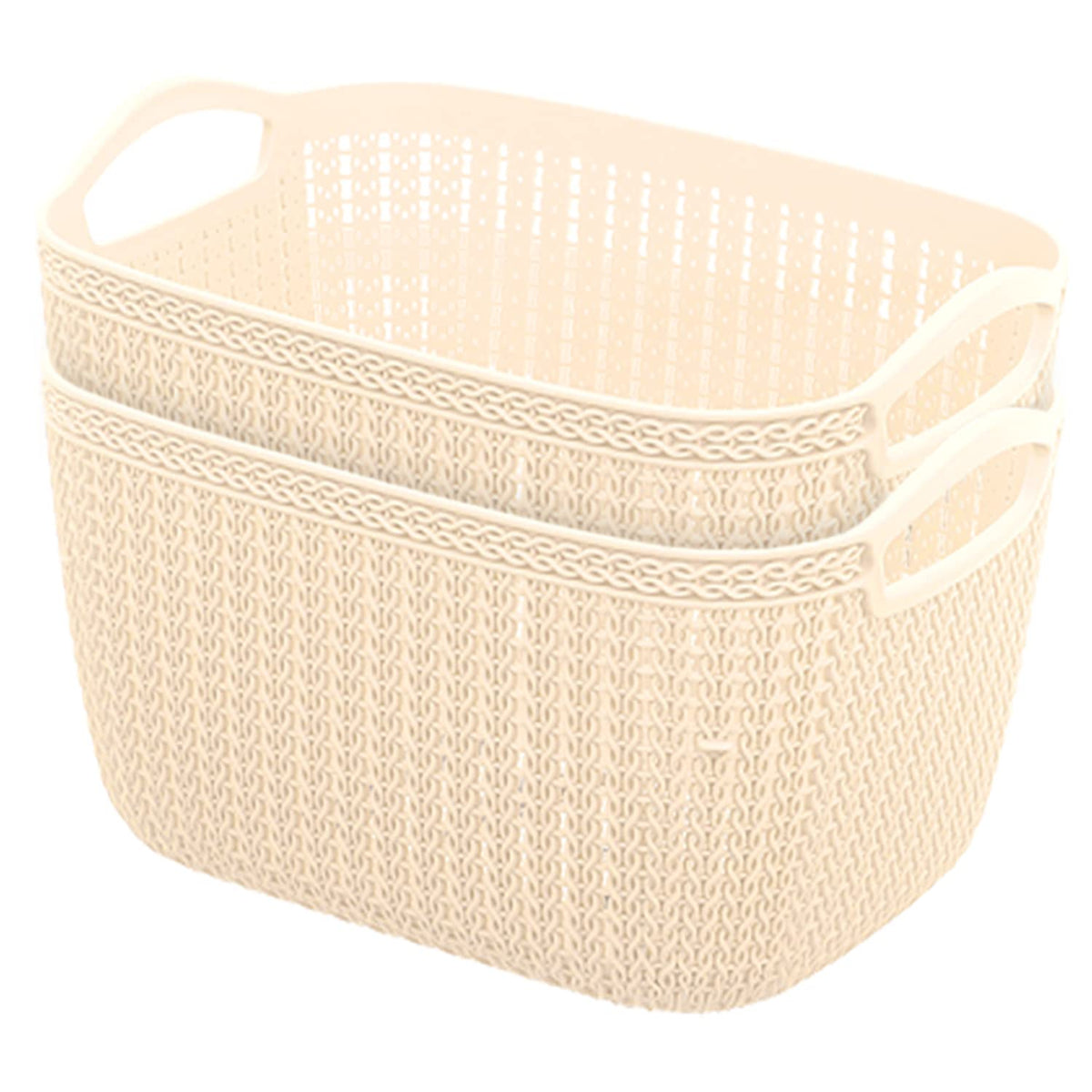 Heart Home Q-5 Multiuses Designer Unbreakable Plastic Storage Basket/Organizer/Bin For Home, Kitchen, Bathroom, Office Use Pack of 2 (Beach)-50HH01615