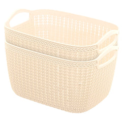 Heart Home Q-5 Multiuses Designer Unbreakable Plastic Storage Basket/Organizer/Bin For Home, Kitchen, Bathroom, Office Use Pack of 2 (Beach)-50HH01615