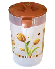 Kuber Industries Flower Printed Plastic Water & Juice Jug, Drinking Beverage Jug,with Lid for Daily Uses, 2.4 LTR (Brown)-HS42KUBMART25254
