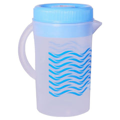 Kuber Industries Printed Tranasparent Food Grade Plastic Water Jug with Lid for Storing & Serving, 2Ltr. (Blue), Standard