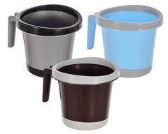 Kuber Industries Plastic Bathroom Mug 1 Litre Pack of 3 (Blue & Brown & Black)-46KM0279