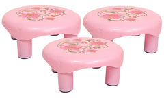 Kuber Industries Floral 3 Piece Plastic Bathroom Stool, Pink