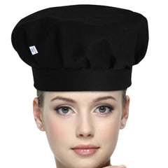Heart Home Cotton Chef Cap/Hat for Cooking, Baking, Party Favors, Home Kitchen, Restaurant- Pack of 2 (Black)-50HH01044