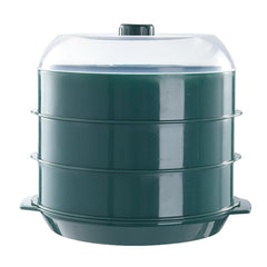 Kuber Industries Microwave Oven Steamer With Handle & Lid (1 Cover +3 Box +1 Base) | Green