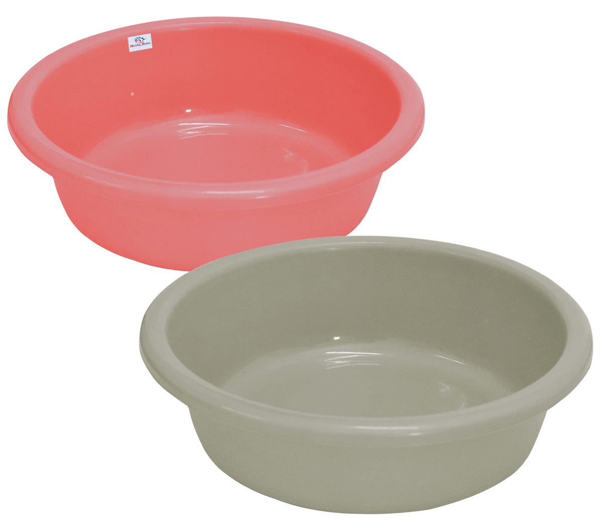 Heart Home Multiuses Plastic Knead Dough Basket/Basin Bowl For Home & Kitchen 6 Ltr- Pack of 2 (Light Pink & Grey) 52HH3877