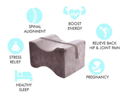 Heart Home Memory Foam Orthopedic Knee Support Leg Rest Pillow for Side Sleepers, for Relief from Sciatica, Back Pain, Leg Pain, Pregnancy, Post Surgery, Hip & Joint Pain (Grey)- HEART157 (HEART0157)