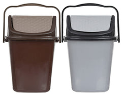 Heart Home Plastic Dustbin, Trashbin, Wastebin For Kitchen, Bathroom, Office Use With Swing Lid With Handle, 7 Liter- Pack of 2 (Brown & Grey)-47HH0856