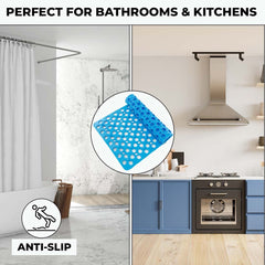 Kuber Industries Bathroom Mat|Anti Slip Mat for Bathroom Floor|Durable,Wear Resistant & Easy to Maintain|Foot Massager Door Mat with Water Drainage Holes|HY-03|40 x 70 cm,Sky Blue
