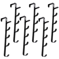 Kuber Industries 5-Level Cloth Hanger|Multipurpose Cloth & Towel Holder|Iron Spray Material|Easy Installation|Interchangeable Over The Door Towel Holder|ZT-3115|Pack of 6|Black