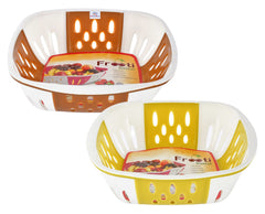 Heart Home Large Plastic Fruit, vegetable Storage Basket- Pack of 2 (Brown & Green)-HS42KUBMART25407