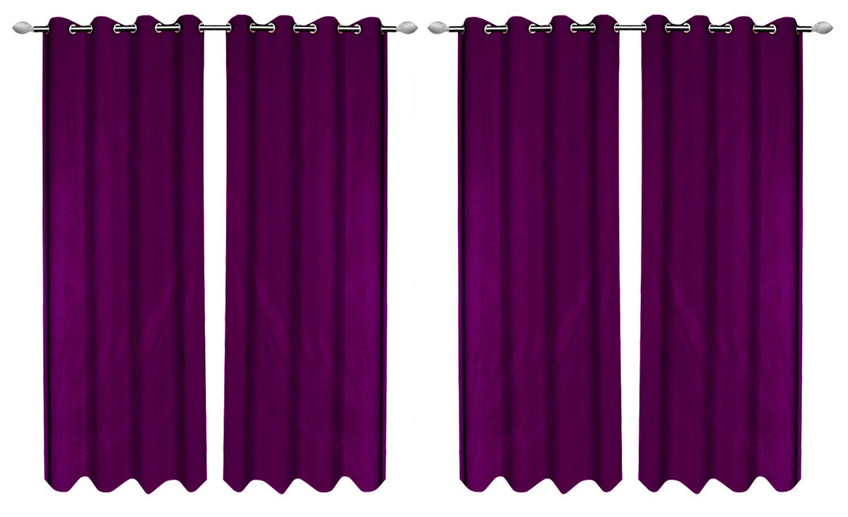 Kuber Industries 6 Pieces Polyester Eyelet Door Curtain 7 Feet (Pink)-CTKTC14336