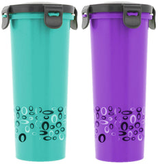 Kuber Industries Virgin Plastic klick Big Glass 2 Piece Tumbler/airtight Container Leakproof Storage with Lid 500ml (Multi) CTKTC034133