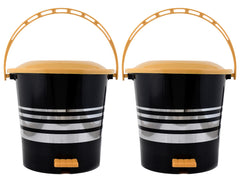 Kuber Industries Plastic Pedal Dustbin/Wastebin With Handle, 10 Liter- Pack of 2 (Black & Yellow)-47KM01007