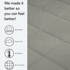 Kuber Industries Comforter Double Bed|Dohar Blanket|Comforter for Heavy Winter|220 GSM Reversible Comforter|AC Quilt|Dohar|Blanket |Grey & Black|