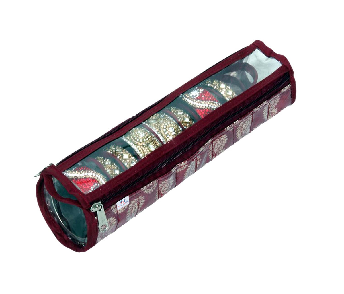 Heart Home Carry Design Laminated Bangle Storage Pouch (Maroon)