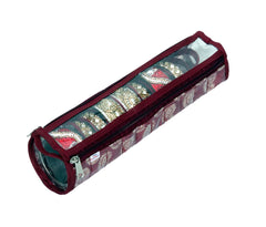 Heart Home Carry Design Laminated Bangle Storage Pouch (Maroon)