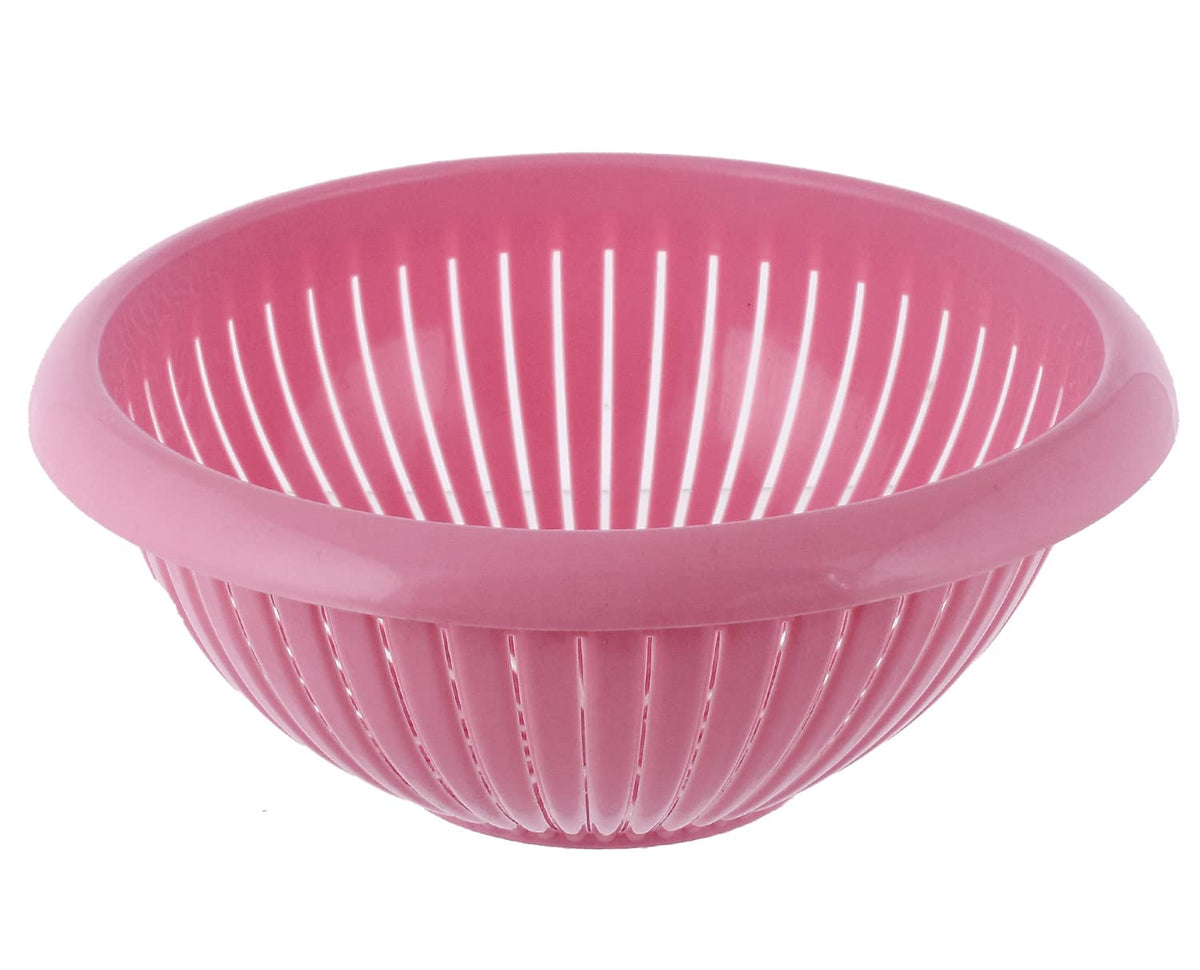 Heart Home Multifunctional Plastic Drain Strainer, Colander, Washing Basket for Home Kitchen Supplies (Pink)-50HH01857